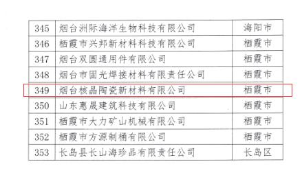 煙臺(tái)核晶陶瓷新材料有限公司榮獲煙臺(tái)市“專精特新”中小企業(yè)稱號(hào)